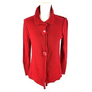 Sundance Catalog Wool Blend Button Knit Cardigan‎ Sweater Size PS Petite Red
